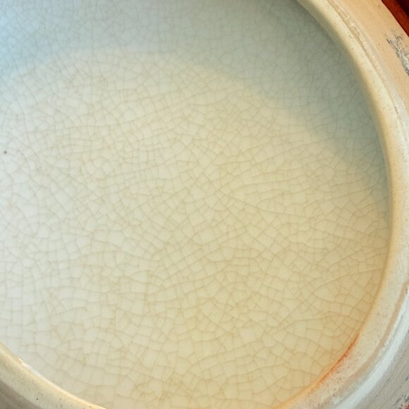 Large Vintage Porcelain and Brass Oval Trinket Box in Rust and Gold - Picture 5 of 17